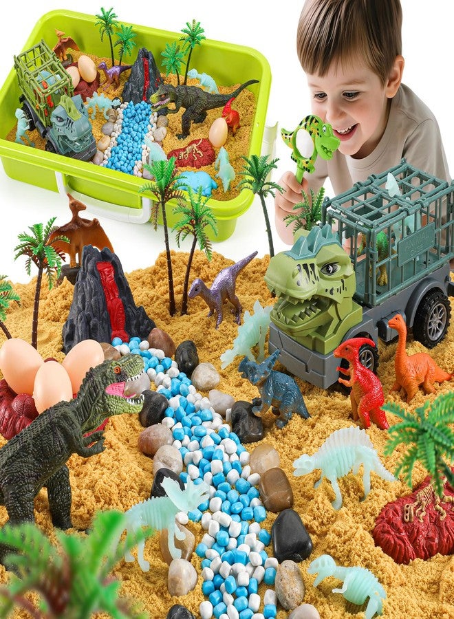 FRUSE Dinosaur Sensory Bin Toys,Play Sand Art Kit with 2.2lbs Sensory Play Sand,Glow in The Dark Dinosaurs,Dino Magnifying Glass and Sandbox,Learning Toys for Kids Ages 3 4 5 6 7 8 - Image 1